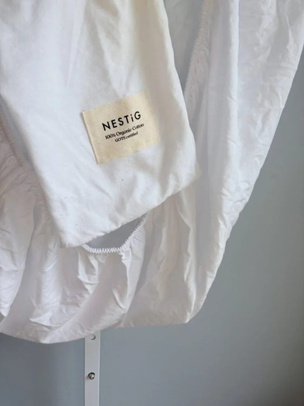 Nestig Mini Crib Fitted Sheet White 100% Organic Cotton